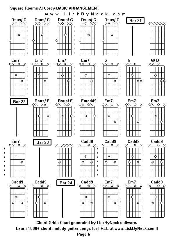 Chord Grids Chart of chord melody fingerstyle guitar song-Square Rooms-Al Corey-BASIC ARRANGEMENT,generated by LickByNeck software.